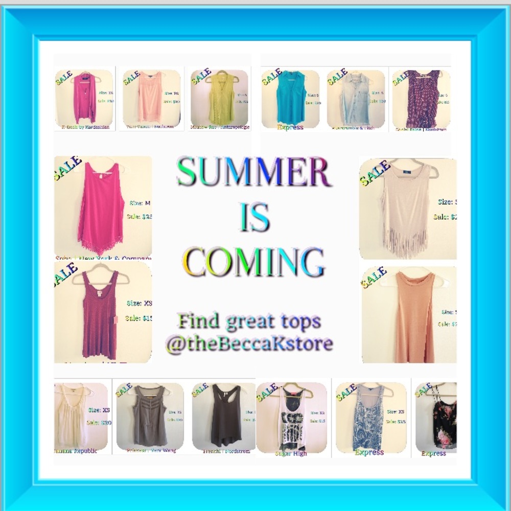 Find amazing summer tops here! Size XS, S, M.